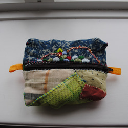 【洗練された手刺繍♡】HERMES ビーチバッグ ポーチ 手縫い ハンドメイド コスメバッグ 化粧ポーチ ビーズ