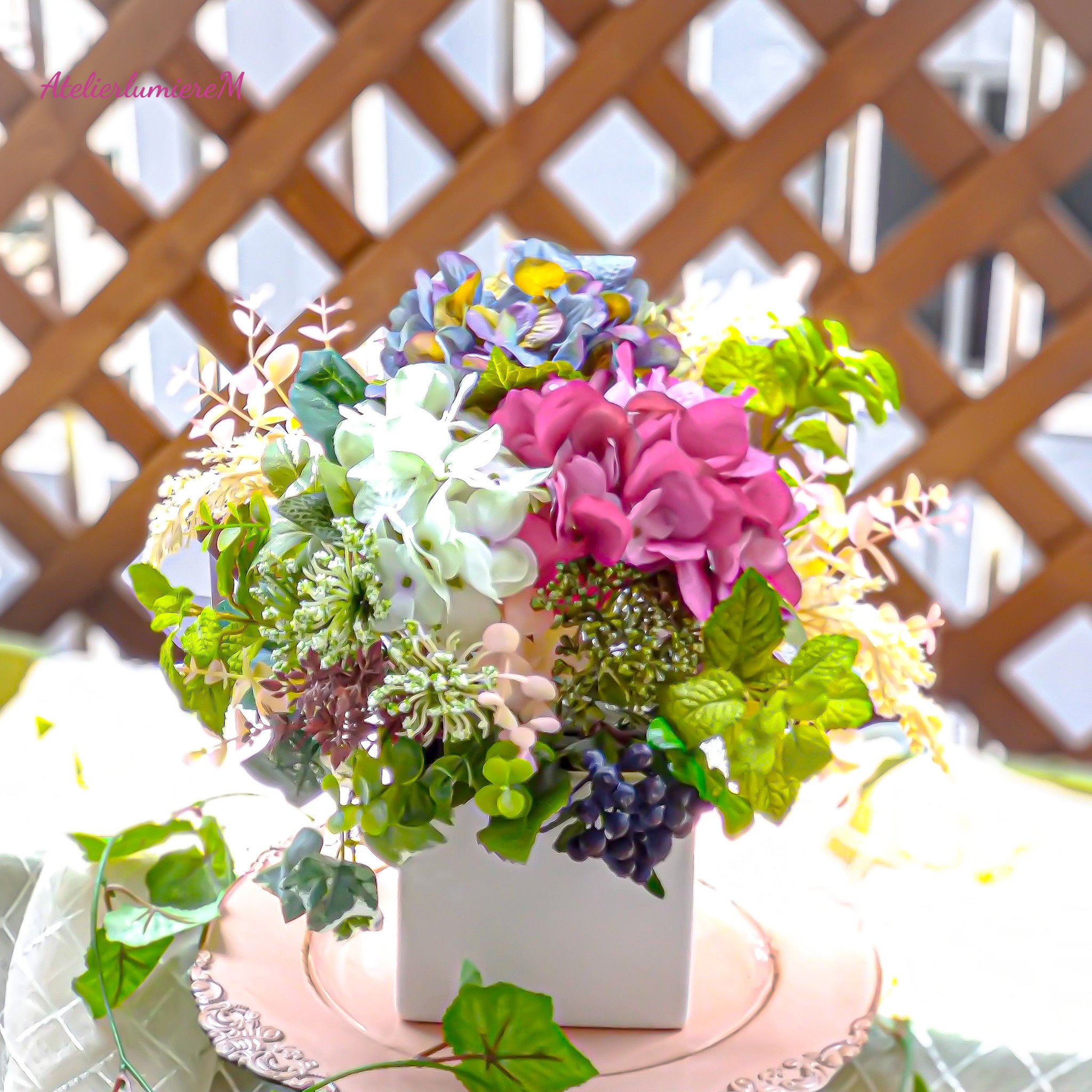 爽やかで美しい紫陽花のアレンジメント♡ 美しい紫陽花♡上品