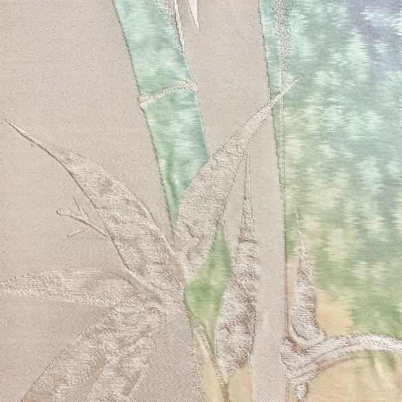 帯のファブリックパネル　淡く輝く竹林（3枚セット)　サスティナブル  着物リメイク　インテリア  和室　和モダン 7枚目の画像