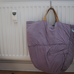 Bag   手縫いのバッグ　  布製　本革持ち手　スローファッション　ハンドメイド　1790 4枚目の画像