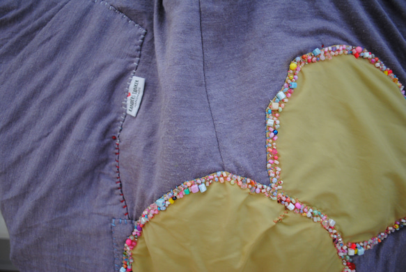 Bag   手縫いのバッグ　  布製　本革持ち手　スローファッション　ハンドメイド　1790 2枚目の画像