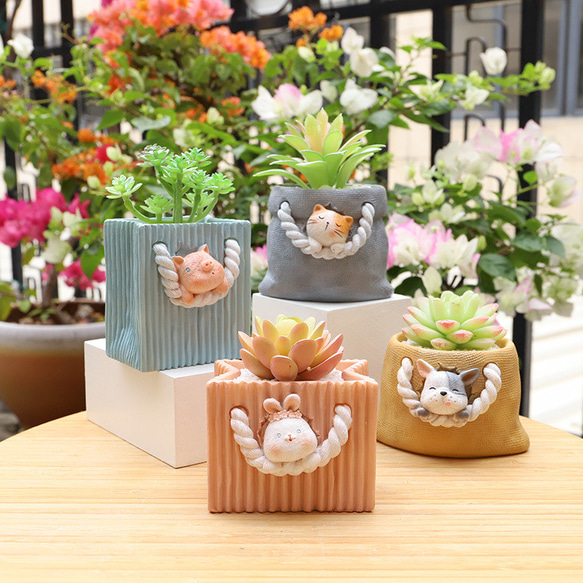 かわいい収納袋 植木鉢 小型 卓上用 多肉植物用フラワーポット