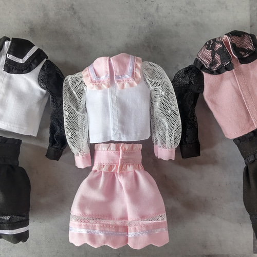 ドール服 リカちゃん 27cmドール 地雷系セーラーリボンブラウス 