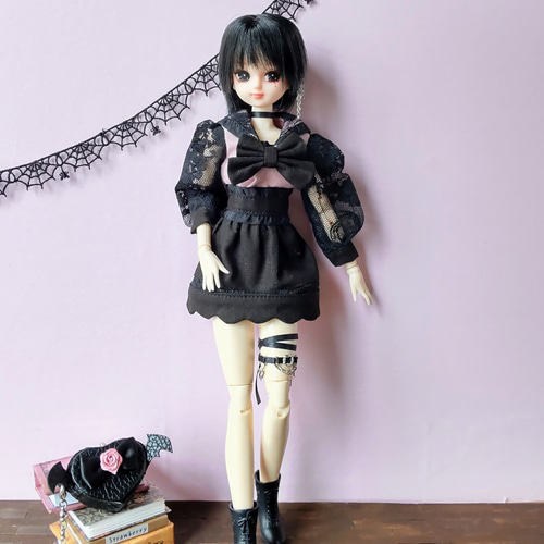 ドール服 リカちゃん 27cmドール 地雷系セーラーリボンブラウス