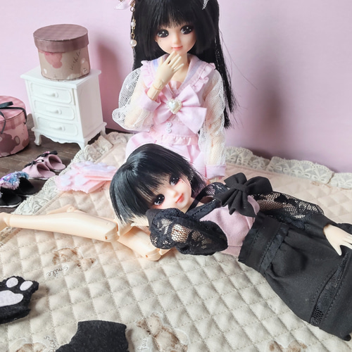 ドール服 リカちゃん 27cmドール 地雷系セーラーリボンブラウス