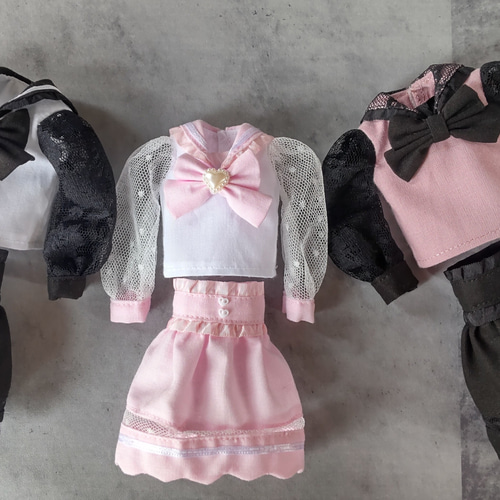ドール服 リカちゃん 27cmドール 地雷系セーラーリボンブラウス