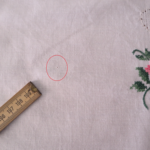 フランスの手仕事/細やかなピンクローズのクロスステッチ手刺繍 生地・テーブルクロス (ヴィンテージ・リメイク素材) 18枚目の画像