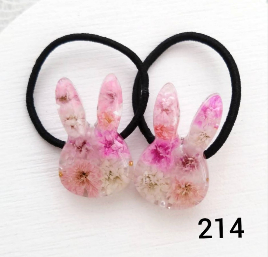 うさぎちゃんリアルフラワーハートレジンヘアゴム うさぎちゃんリアルフラワーハートレジンヘアゴム
