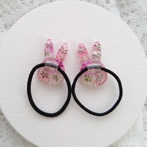 【桜とうさぎ】レジンヘアゴム　ブローチ　ペンダント　うさぎ　桜　～12/25 桜うさぎレジンのペンダント（ネックレス）*さくら*サクラ