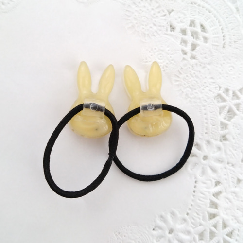 ヘアゴム キッズ ベビー うさぎ レジン ハンドメイド かすみそう