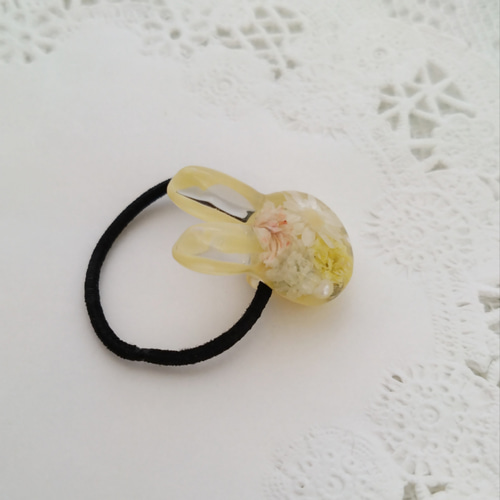 おすすめ ヘアゴム キッズ ベビー うさぎ レジン ハンドメイド かすみそう ヘアゴム