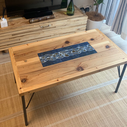 幅100cm] ローテーブル タイルテーブル カフェ風 無垢材 北欧