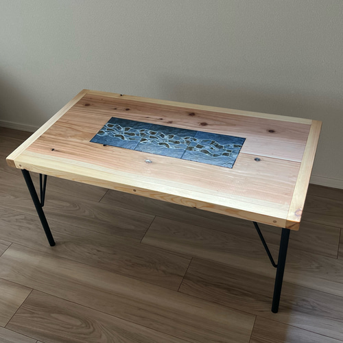 [幅85cm] ローテーブル ナチュラル モダン タイル 海を感じる 送料込み 幅85cm] ローテーブル ナチュラル モダン タイルテーブル 天然木