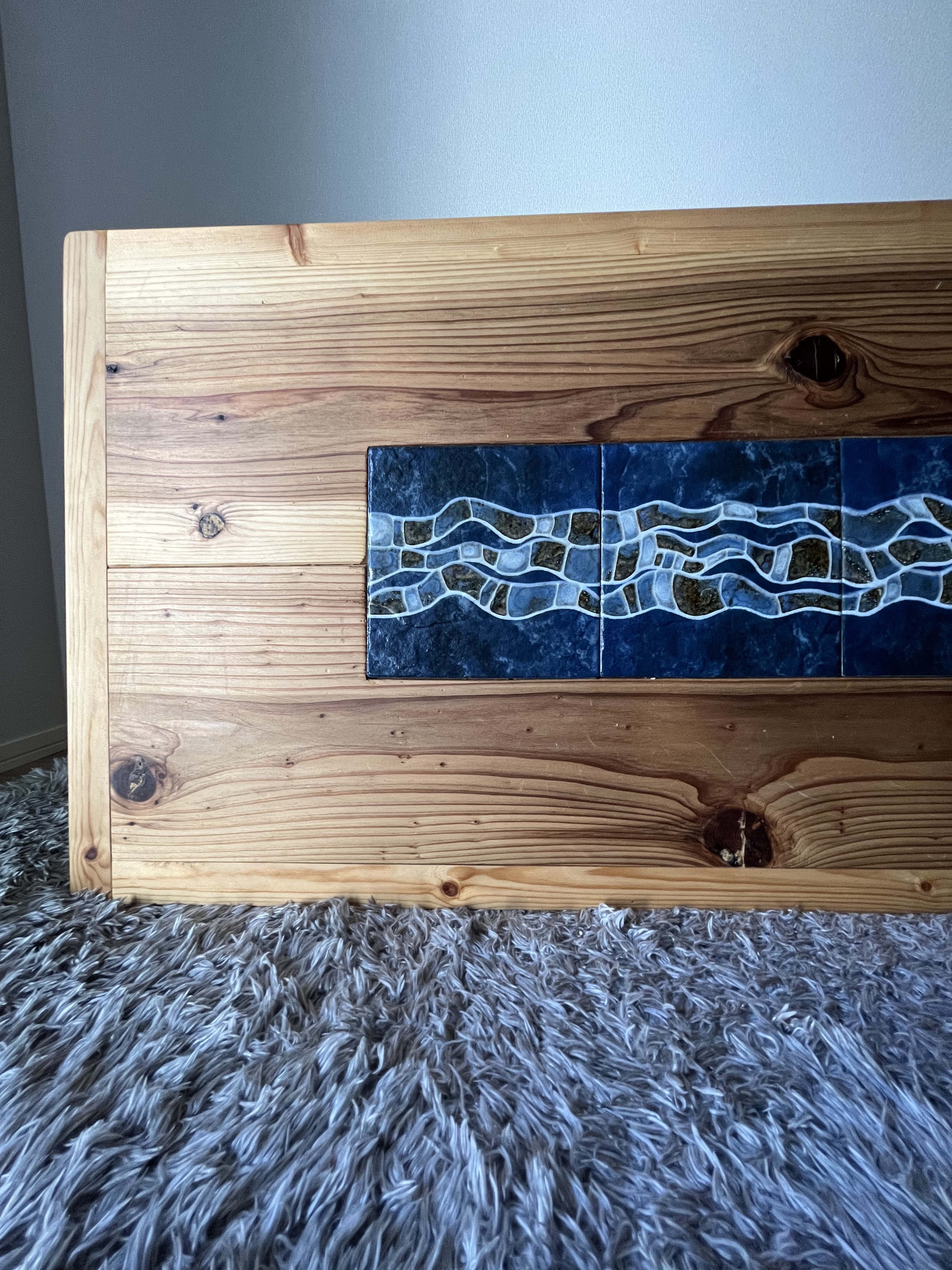 [幅85cm] ローテーブル ナチュラル モダン タイルテーブル 天然木 スチール製 美濃焼き 海を感じる