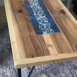 [幅85cm] ローテーブル ナチュラル モダン タイルテーブル 天然木 スチール製 美濃焼き 海を感じる 3枚目の画像