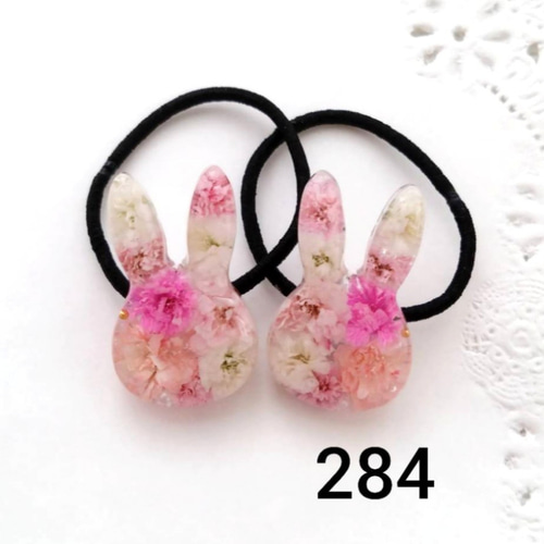 ヘアゴム キッズ ベビー うさぎ レジン ハンドメイド かすみそう