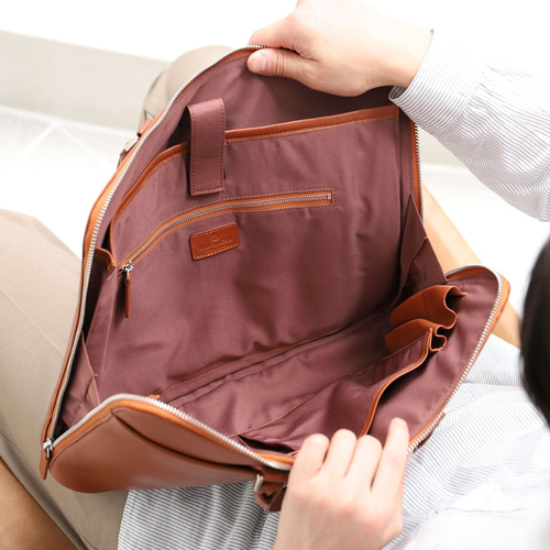 ガバッと開く薄型ビジネスバッグ】ビジネス レザーバッグ 14