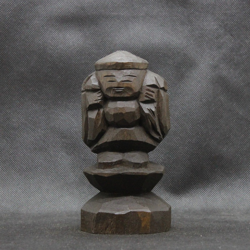 大黒天（14cm 着色 dk3556）仏像 円空仏 摸刻 木彫 彫刻 円空工房