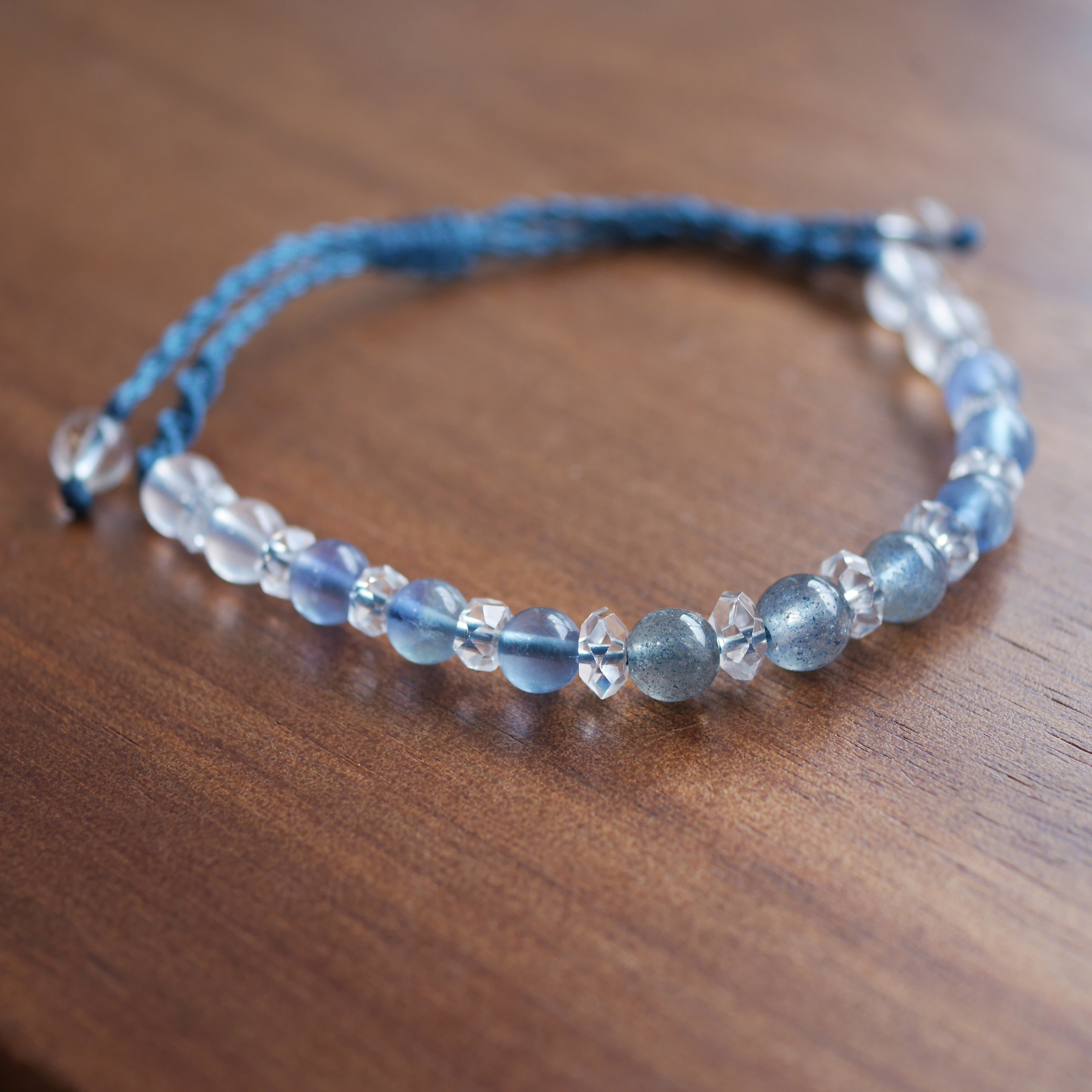 レア☆マクラメ ブレスレット☆ラズライトインクォーツ・ブルーフローライト・メタモルフォーゼス_Blue