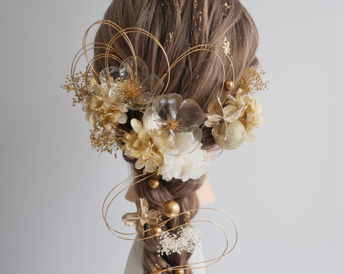 A021 クリアフラワー 髪飾り 成人式 卒業式 結婚式 前撮り 袴 色打掛