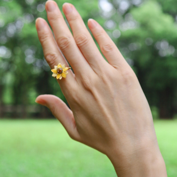 小號向日葵戒指，防過敏，手術不鏽鋼：戒指，向日葵，生日禮物，夏季 第3張的照片