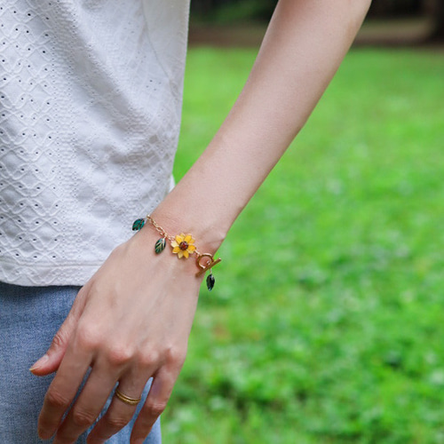 ひまわりのブレスレット アレルギー対応 サージカルステンレス