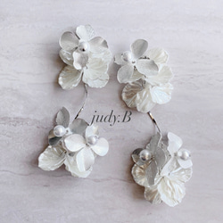 w155 金属アレルギー対応　ロマンティック　ロング　スティック　フラワー結婚式　ウェディング　ブライダル　シルバー 2枚目の画像