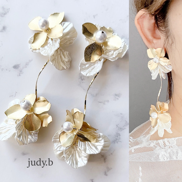 w155 金属アレルギー対応　ロマンティック　ロング　スティック　フラワー結婚式　ウェディング　ブライダル　シルバー 4枚目の画像