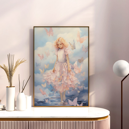 凛と立つ1人の天使 A4ポスター｜水彩画・おしゃれ・シンプル・アート