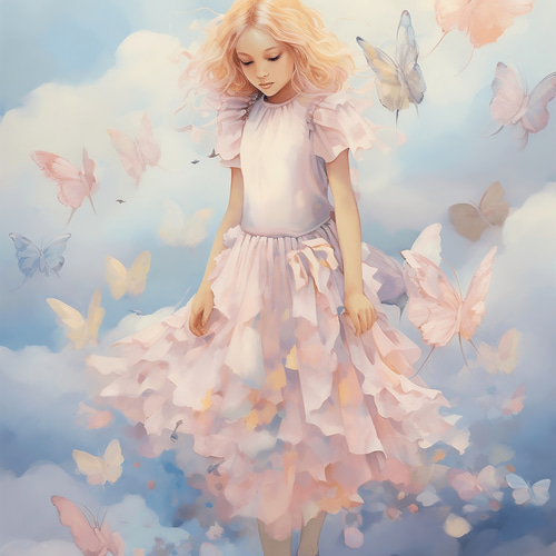 凛と立つ1人の天使 A4ポスター｜水彩画・おしゃれ・シンプル・アート