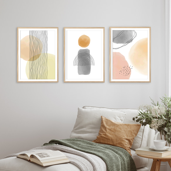 北欧ジャパンディ 【 アートポスター3枚セット 抽象画 】 デザイン
