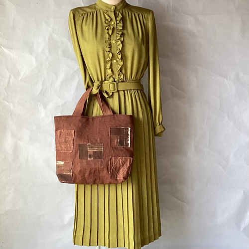 ⚫︎期間限定値下げ⚫︎一点もの★SAYOCAFE柿渋染め&刺し子のパッチワークバッグ SAYOCAFE柿渋染めパッチワーク&刺し子の一点ものバッグ 【公式通販】