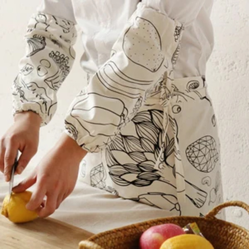 野菜柄 線画 白黒 ウエストエプロン レディースエプロン エプロン