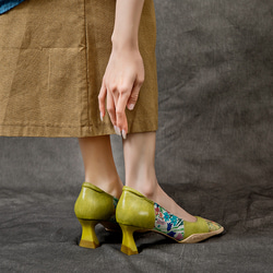 女式真皮鞋通勤步行旅行鞋淺口高跟鞋 22.5 厘米-25 厘米 #756⭐免運費⭐ 第6張的照片