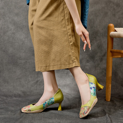 女式真皮鞋通勤步行旅行鞋淺口高跟鞋 22.5 厘米-25 厘米 #756⭐免運費⭐ 第2張的照片