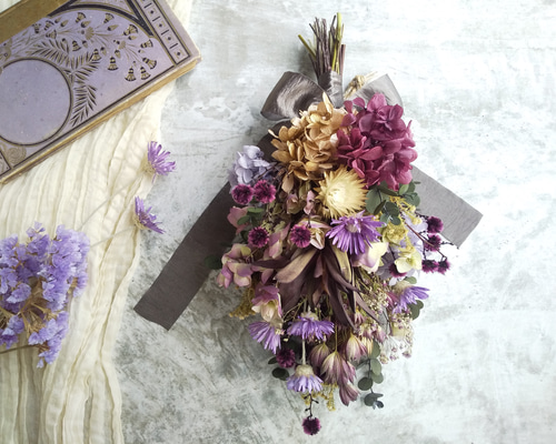 Swag ＜violet antique＞＊スワッグ＊秋＊ブーケ＊壁掛け