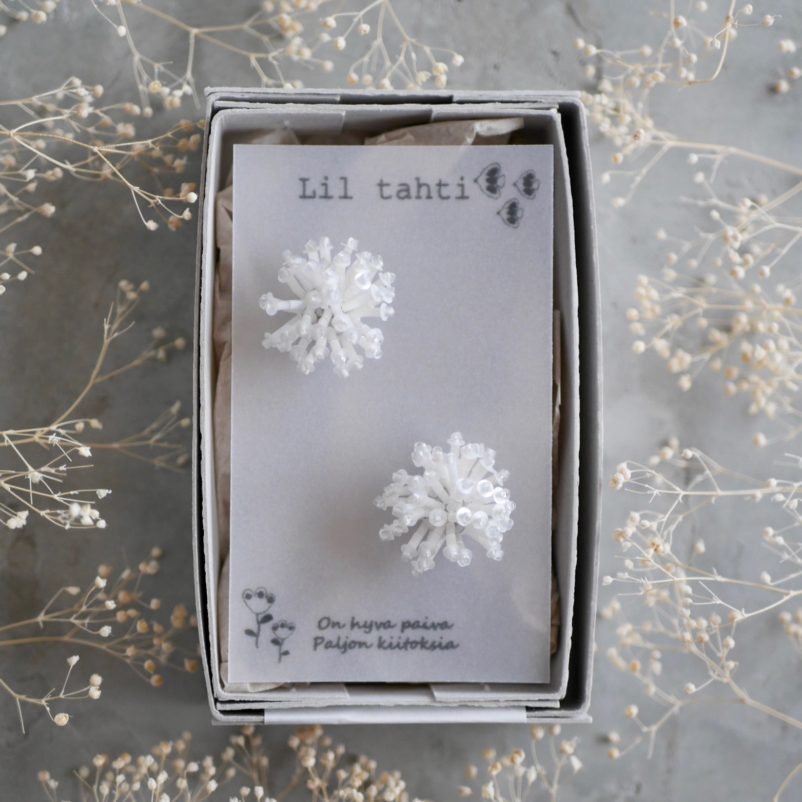 kasumiso bouquetビーズ刺繍ピアス/イヤリング(クリスタルマット)【受注制作】