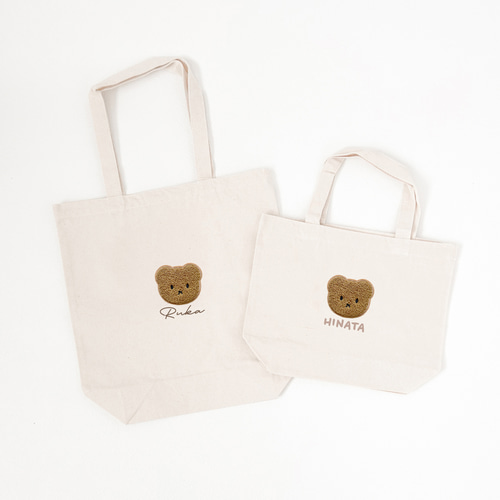 名前入り☆トートバッグ くま ワッペン クマ S/Mサイズ 雑貨・その他
