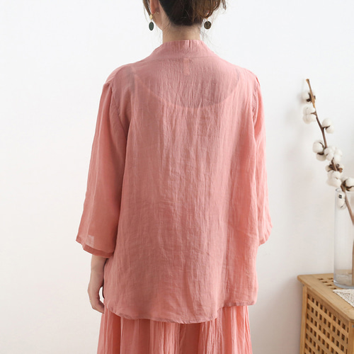 □風景を刺繍で表現♪ロングスカートセットアップ コーラルピンク