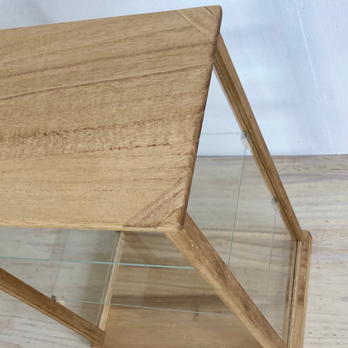 古い木製ガラスケース 3段 ショーケース オープンラック 店舗什器 古い木製ガラスケース 3段 卓上 ショーケース 棚・シェルフ・ラック n