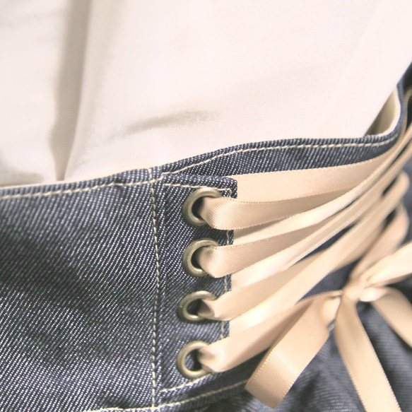 【デニム】3段フリルハイウエストスカート　　　SKT-0002DN 