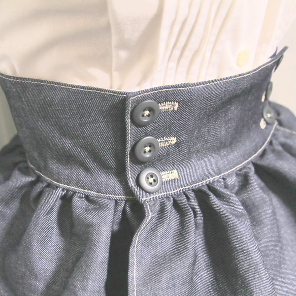 【デニム】3段フリルハイウエストスカート　　　SKT-0002DN 