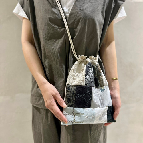 ミナペルホネン ハギレ パッチワーク 巾着 ショルダー バッグ ②