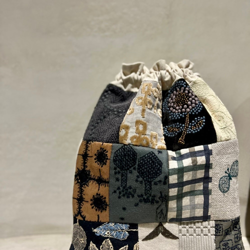 ミナペルホネン ハギレ パッチワーク 巾着 ショルダー バッグ ②