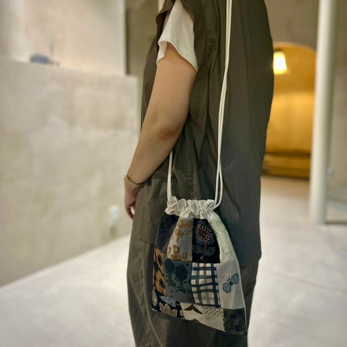 ミナペルホネン ハギレ パッチワーク 巾着 ショルダー バッグ ②