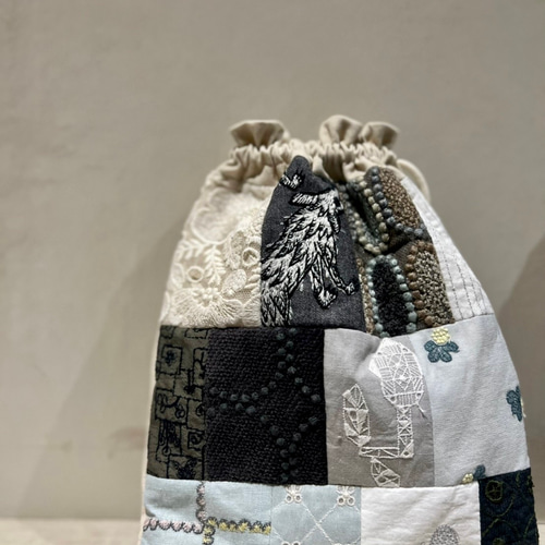 ミナペルホネン パッチワーク 巾着バッグ3 ハンドメイド トートバッグ