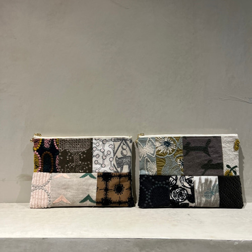 ミナペルホネン パッチワーク ポーチ ハンドメイド 刺繍 ポーチ