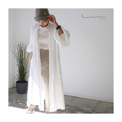 ヨーロッパリネン100%くるみボタンとお袖ギャザーのシャツワンピース