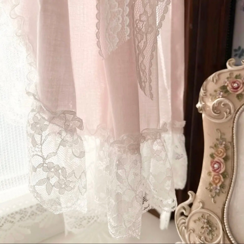 くすみピンク エレガント 両開き レースカーテン カーテン EMI's