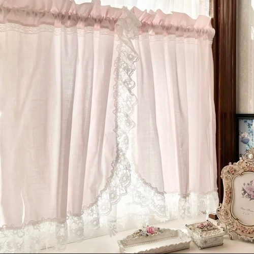 くすみピンク エレガント 両開き レースカーテン カーテン EMI's